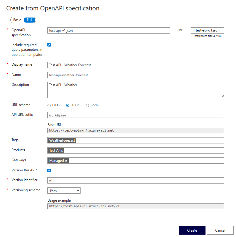 Defining an API from an OpenAPI specification
