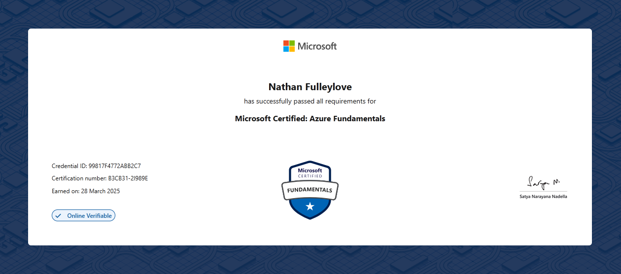 My AZ-900 Certificate 📜